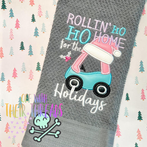 DIGITAL DOWNLOAD Applique Rollin' Home For The Holidays 3 SIZES INCLUDED