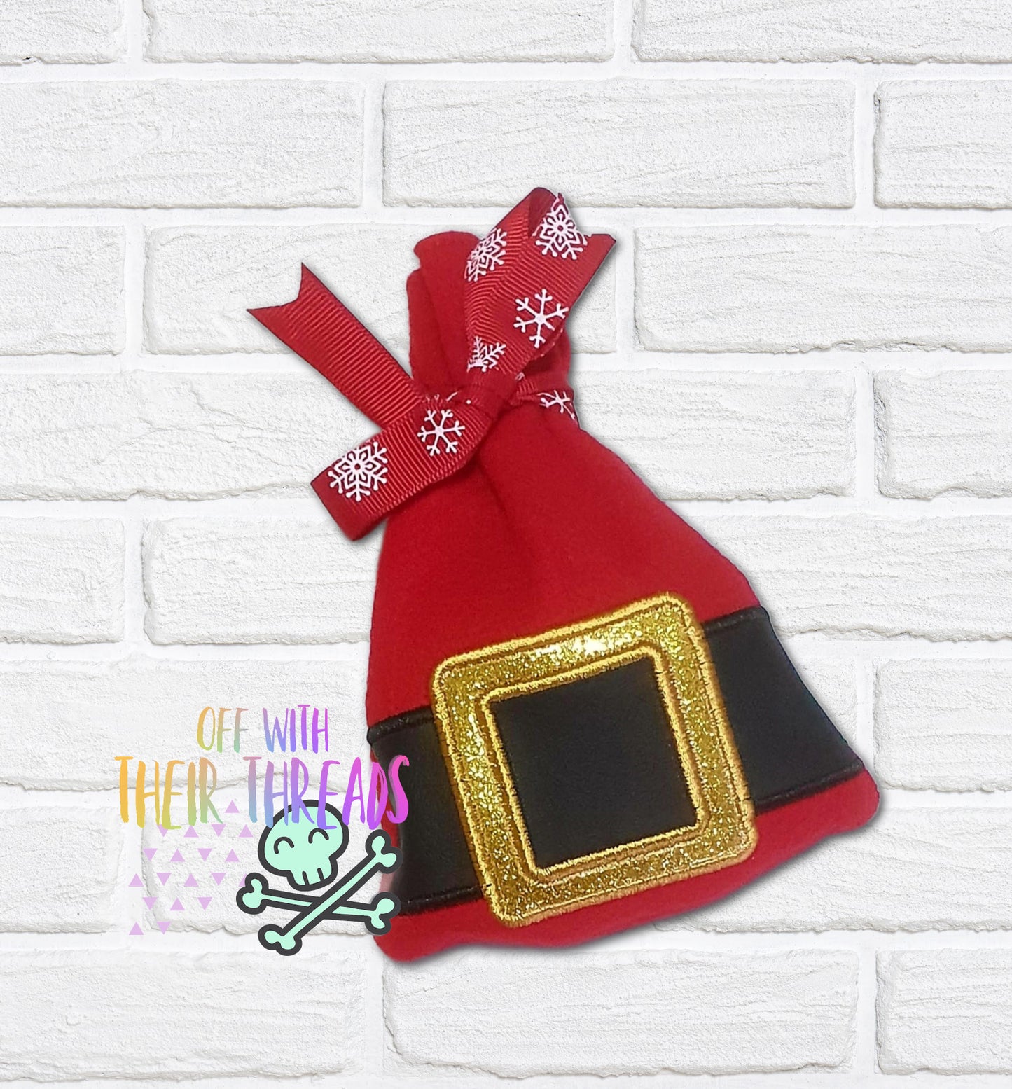 DIGITAL DOWNLOAD Applique Santa Buckle Treat Bag Set 4 SIZES INCLUDED