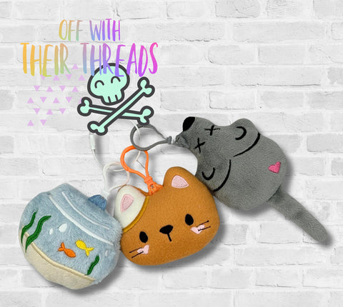 DIGITAL DOWNLOAD Applique Kitty Key Chain Plush Set 3 DESIGNS INCLUDED