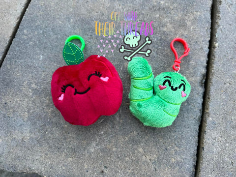 DIGITAL DOWNLOAD Apple and Worm Buddies Key Chain Squishy Plush Set 2 DESIGNS INCLUDED