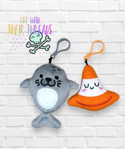DIGITAL DOWNLOAD Applique Seal and Safety Cone Key Chain Squishy Plush Set 2 DESIGNS INCLUDED