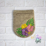 DIGITAL DOWNLOAD Applique Tropical Hibiscus Rounded Bottom Pocket Bag