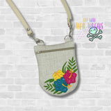 DIGITAL DOWNLOAD Applique Tropical Hibiscus Rounded Bottom Pocket Bag