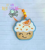 DIGITAL DOWNLOAD Applique Orange Cupcake Bag Tag Bookmark Ornament