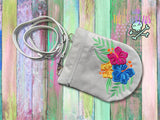 DIGITAL DOWNLOAD Applique Tropical Hibiscus Rounded Bottom Pocket Bag