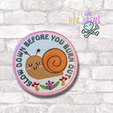 DIGITAL DOWNLOAD Slow Down Snail Patch 3 SIZES INCLUDED