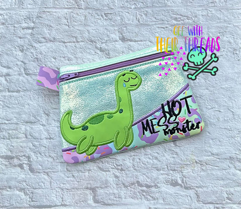 DIGITAL DOWNLOAD Hot Mess Monster Clutch Applique Zipper Bag Lined and Unlined