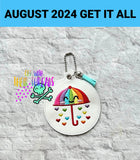 DIGITAL DOWNLOAD Rainbow Umbrella Bag Tag Bookmark Ornament