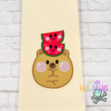 DIGITAL DOWNLOAD Applique Watermelon Bear 5 SIZES INCLUDED