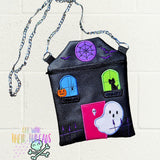 DIGITAL DOWNLOAD Applique Haunted House Zipper Bag Lined and Unlined