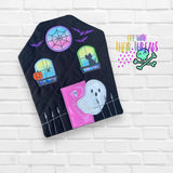 DIGITAL DOWNLOAD Applique Haunted House Quilted Mug Rug Snack Mat Coaster Set 5 SIZES INCLUDED ENVELOPE AND TURN HOLE OPTIONS