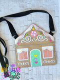 DIGITAL DOWNLOAD Applique Gingerbread House Zipper Bag Lined and Unlined