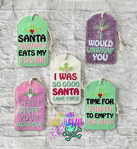 DIGITAL DOWNLOAD Naughty Holiday Gift Tag Set One 5 DESIGNS INCLUDED