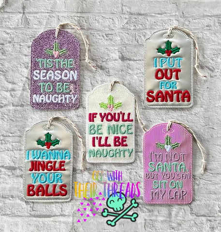 DIGITAL DOWNLOAD Naughty Holiday Gift Tag Set Two 5 DESIGNS INCLUDED