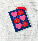 DIGITAL DOWNLOAD Applique Argyle Heart A6 Notebook Cover