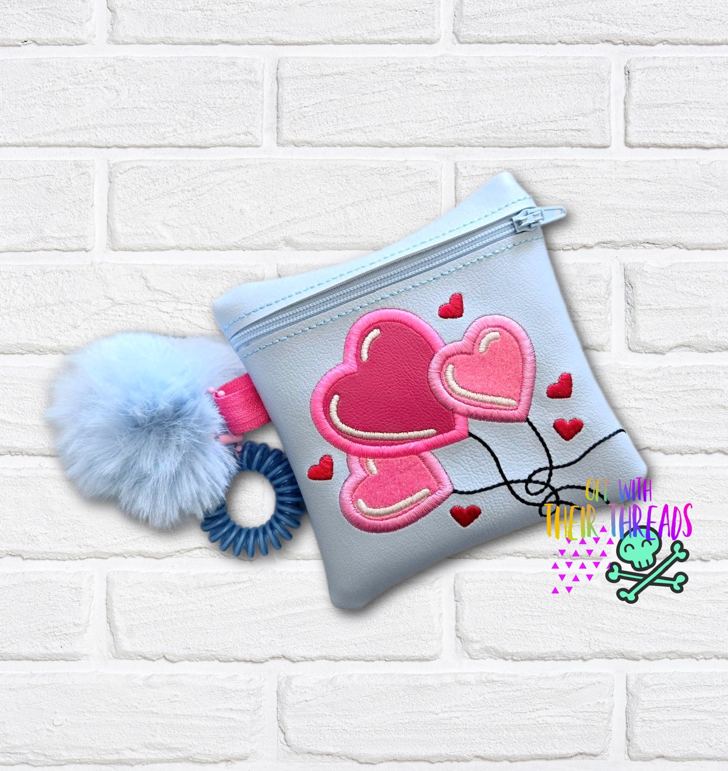 DIGITAL DOWNLOAD Applique Balloon Heart Zipper Bag Set Lined and Unlined 3 SIZES INCLUDED