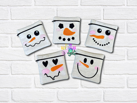DIGITAL DOWNLOAD Snowman Zipper Bag Set 3 SIZES AND 5 DESIGNS INCLUDED