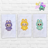 DIGITAL DOWNLOAD Applique Bunny Trio Set 3 DESIGNS AND 4 SIZES INCLUDED
