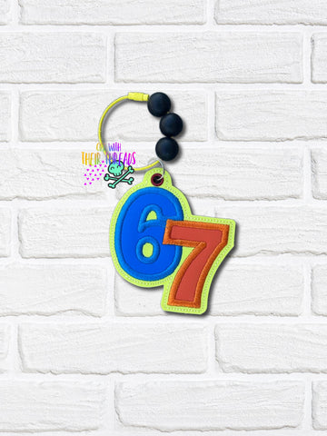 DIGITAL DOWNLOAD Applique Six Seven 6 7 Bag Tag Bookmark Ornament