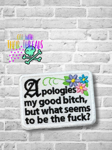 DIGITAL DOWNLOAD Apologies Patch 3 SIZES INCLUDED
