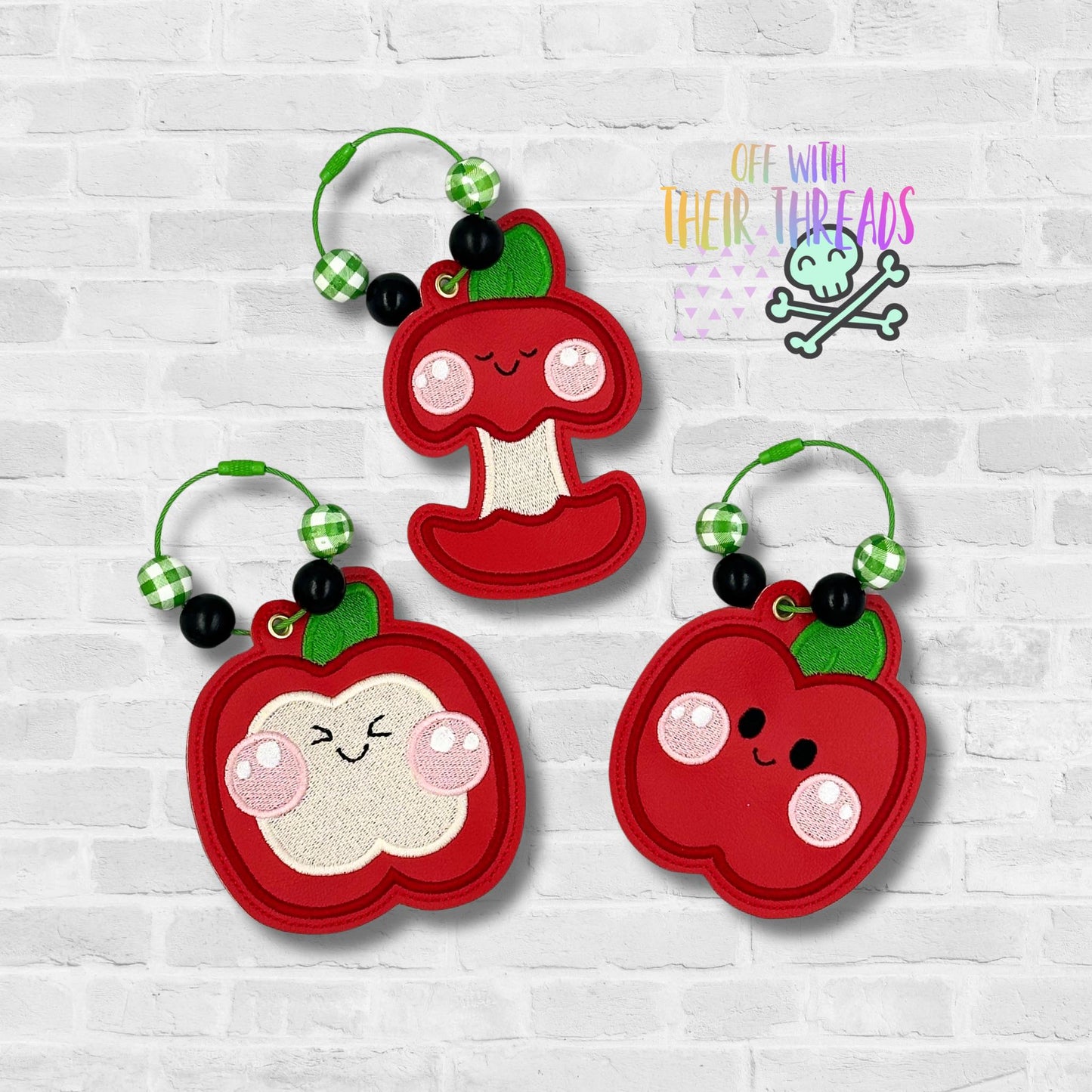 DIGITAL DOWNLOAD Apple Trio Bag Tag Bookmark Ornament