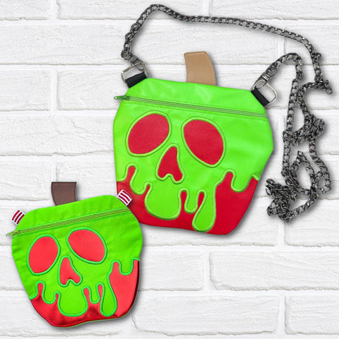DIGITAL DOWNLOAD Applique Poison Apple Shaped Zipper Bag Lined and Unlined