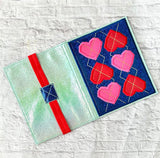 DIGITAL DOWNLOAD Applique Argyle Heart A6 Notebook Cover