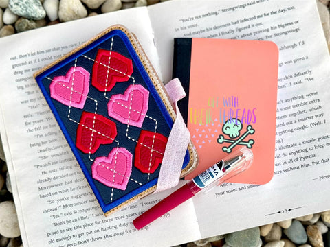 DIGITAL DOWNLOAD 5x7 Applique Argyle Heart Mini Composition Notebook Cover