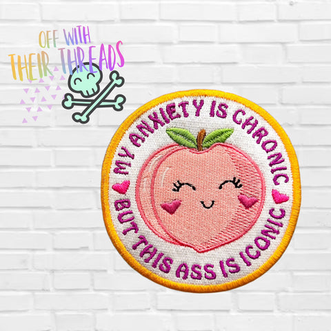 DIGITAL DOWNLOAD Chronic Anxiety Peach Patch 3 SIZES INCLUDED