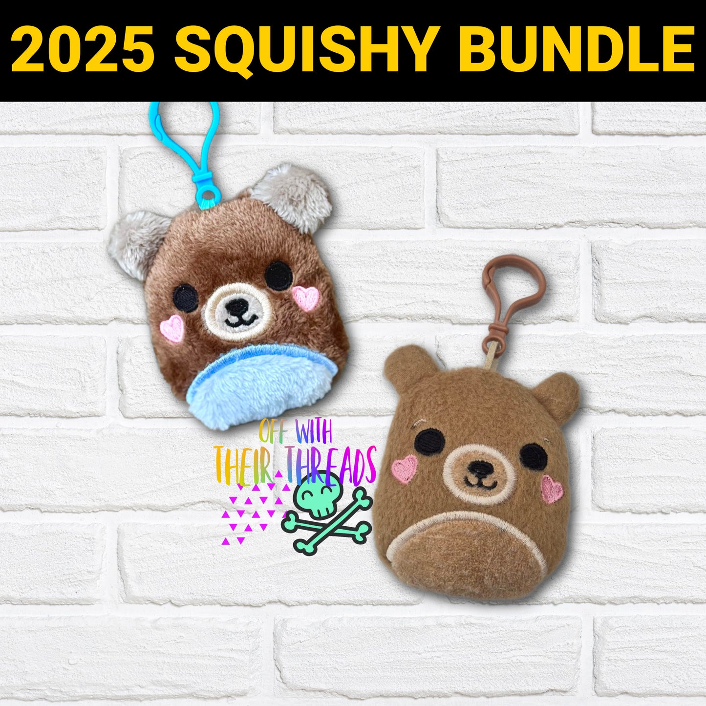 DIGITAL DOWNLOAD Applique Bear Squishy Keychain