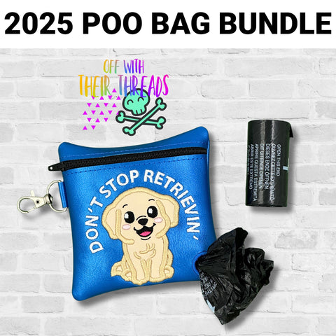 DIGITAL DOWNLOAD 5x5 Applique Don't Stop Retrievin' Poo Bag Holder