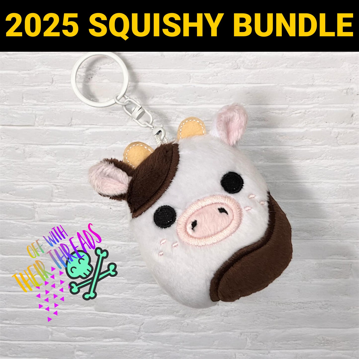 DIGITAL DOWNLOAD Applique Cow Squishy Keychain