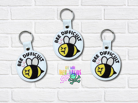 DIGITAL DOWNLOAD Bee Difficult Snap Tab Keychain