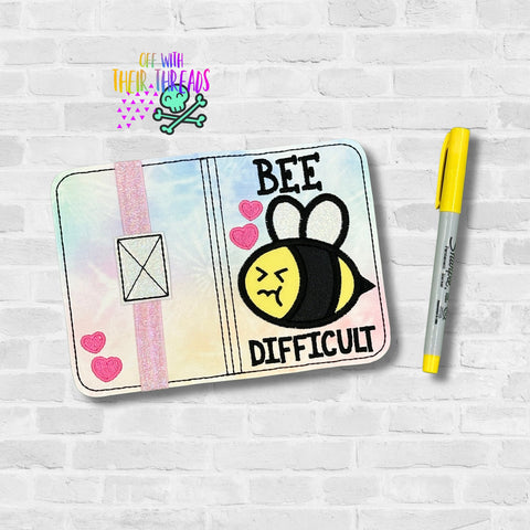 DIGITAL DOWNLOAD 5x7  Applique Bee Difficult Mini Composition Notebook Cover
