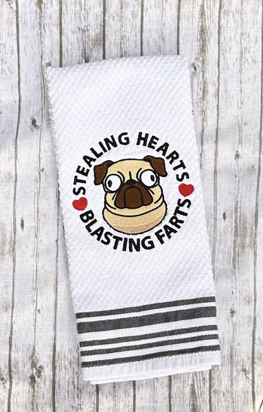 DIGITAL DOWNLOAD Stealing Hearts Blasting Farts Pug 4 SIZES INCLUDED