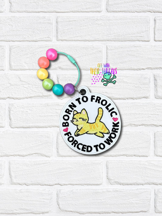 DIGITAL DOWNLOAD Born To Frolic Kitty Bag Tag Bookmark Ornament