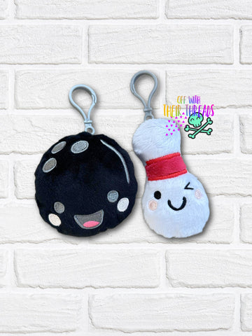 DIGITAL DOWNLOAD Applique Bowling Buddies Squishy Keychain Set