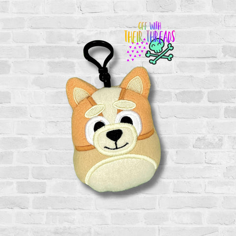 DIGITAL DOWNLOAD Applique Brown Dog Squishy Keychain