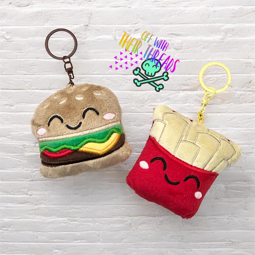 DIGITAL DOWNLOAD Applique Burger Buddies Squishy Key Chain Set