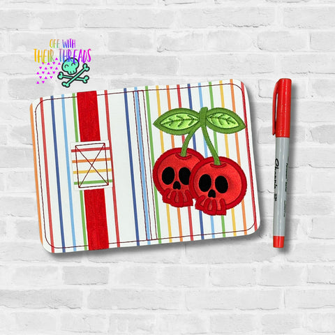 DIGITAL DOWNLOAD 5x7  Applique Skull Cherries Mini Composition Notebook Cover