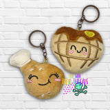 DIGITAL DOWNLOAD Applique Chicken and Waffles Squishy Key Chain Set