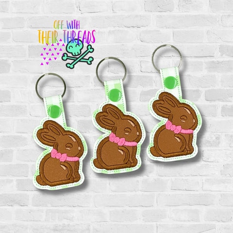 DIGITAL DOWNLOAD Applique Chocolate Bunny Snap Tab Keychain