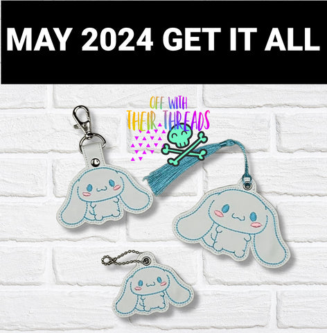 DIGITAL DOWNLOAD Bunny Dog Snap Tab Key Chain Bag Tag Charm Set