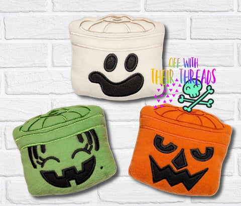 DIGITAL DOWNLOAD Applique Halloween Treat Bucket Plush Set 5 SIZES INCLUDED