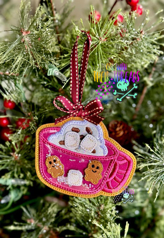 DIGITAL DOWNLOAD Applique Shaker Cocoa Ornament and Feltie Set