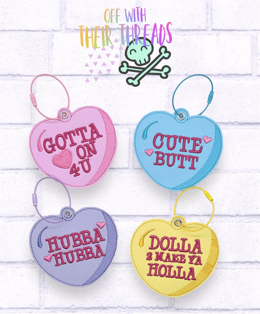 DIGITAL DOWNLOAD Conversation Heart Bag Tag Bookmark Ornament Set 4 DESIGNS INCLUDED