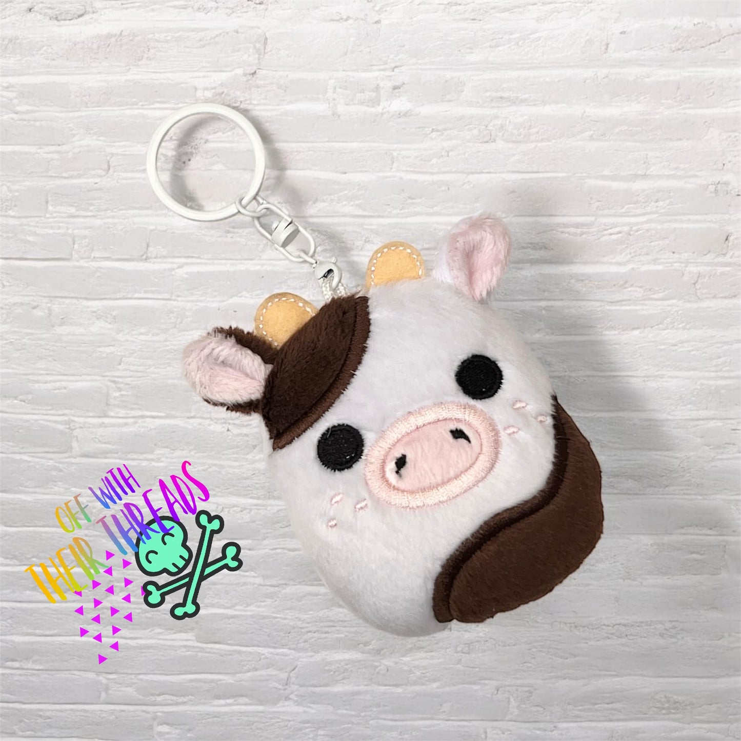 DIGITAL DOWNLOAD Applique Cow Squishy Keychain