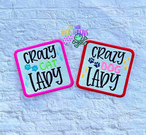 DIGITAL DOWNLOAD Crazy Cat Dog Lady Patch 3 SIZES INCLUDED