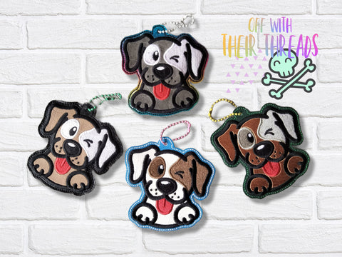 DIGITAL DOWNLOAD Applique Cute Pup Bag Tag Bookmark Ornament