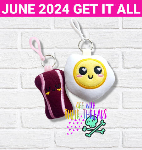 DIGITAL DOWNLOAD Applique Breakfast Buddies Squishy Key Chain Set JUNE 2024 MYSTERY BUNDLE